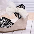 thumbnail image 6 of Miqool Women's Platform Wedge Heel Summer Casual Chic Peep Toe Open Toe Sequin Bowknot Thick Sole Fish Mouth Dress Shoes, 6 of 9