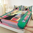 thumbnail image 3 of Manfei Kawaii Black Cat Twin Sheet Sets 3pcs for Child Teens,Chic Floral Flower Twin Fitted Sheet Microfiber,Retro Vintage Aesthetic Breathable Flat Sheet,Microfiber Bedroom Decor, 3 of 7