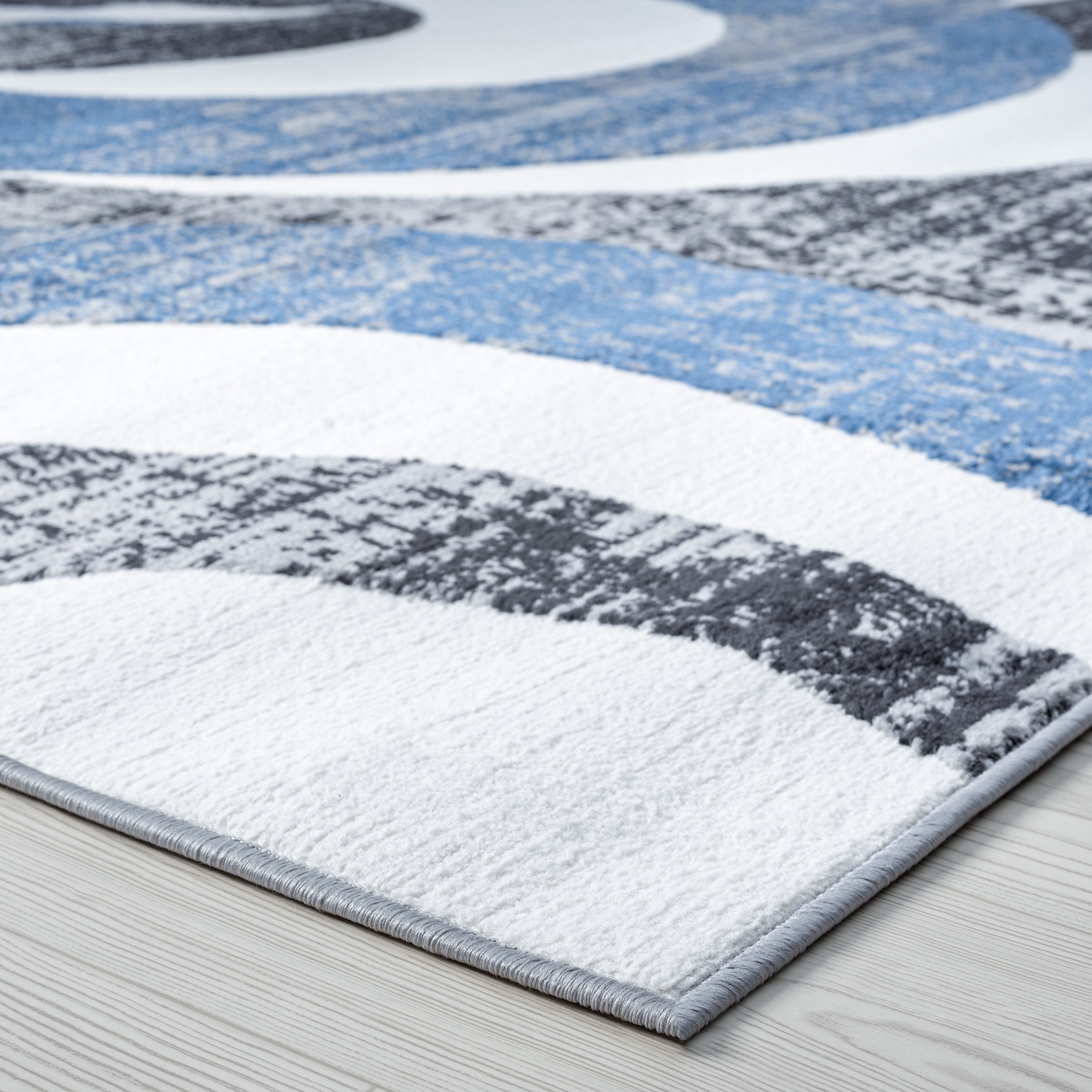 Contemporary 5x8 Area Rug (5'3'' x 7'3'') Abstract Blue, Charcoal Living Room Easy to Clean