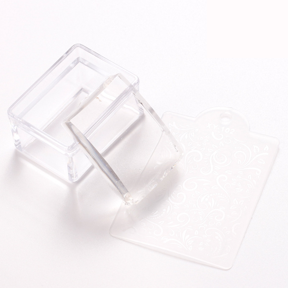 Rectangle Clear Silicone Nail Art Stamper With Scraper Nail - Temu