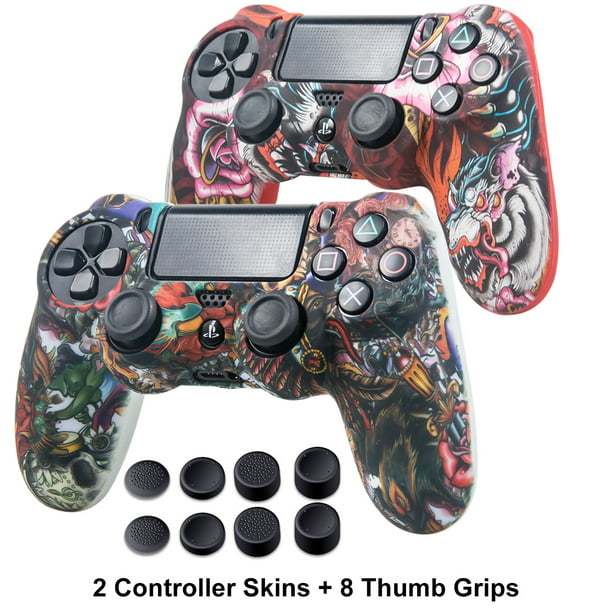 genopretning brændt uhyre Silicone Skins for PS4 Controller - DualShock 4 Cover Water Printed  Protector Case Set for Sony PS4, PS4 Slim, PS4 Pro - 2 Pack Leaf PS4  Accessories - 4 Pairs PS4 Thumb Grips - Dragon - Walmart.com