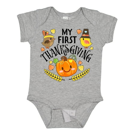 

Inktastic My First Thanksgiving- Autumn Birds Pumpkin Gift Baby Boy or Baby Girl Bodysuit