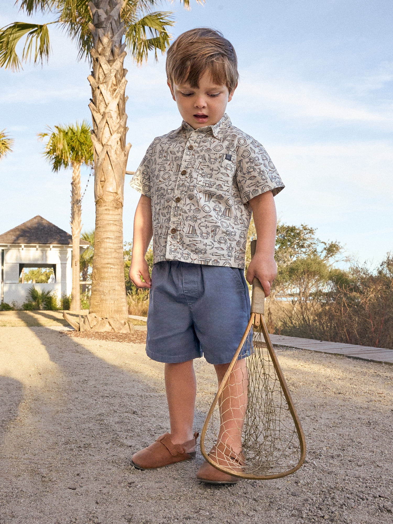 Modern Moments by Gerber Baby and Toddler Boy Button Front Shirt and Short Set, 2-Piece, Sizes 0/3 Months - 5T