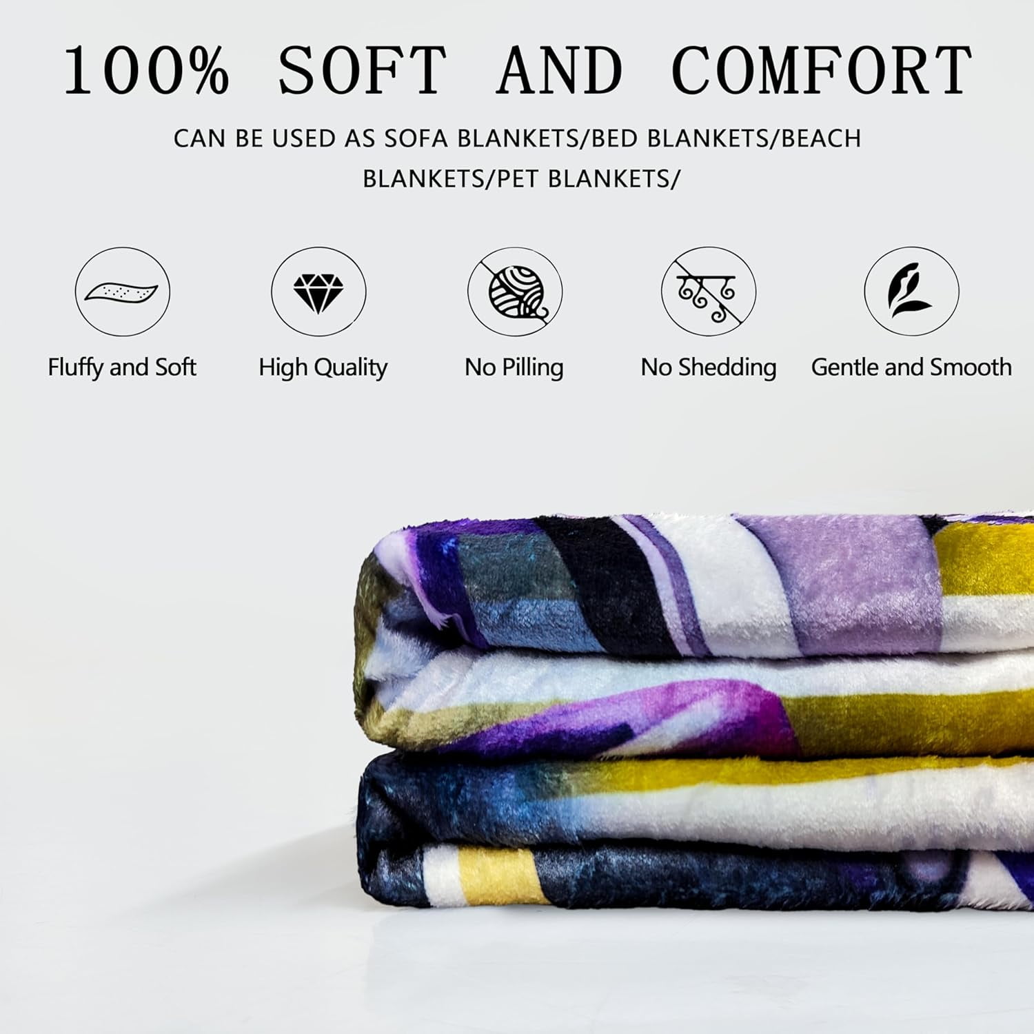 Baltimore Football Blanket Classic Sherpa Double Layer Fabric Warm Blankets, Soft Flannel Throw Blankets for Football Fans Gifts 60" X 50"