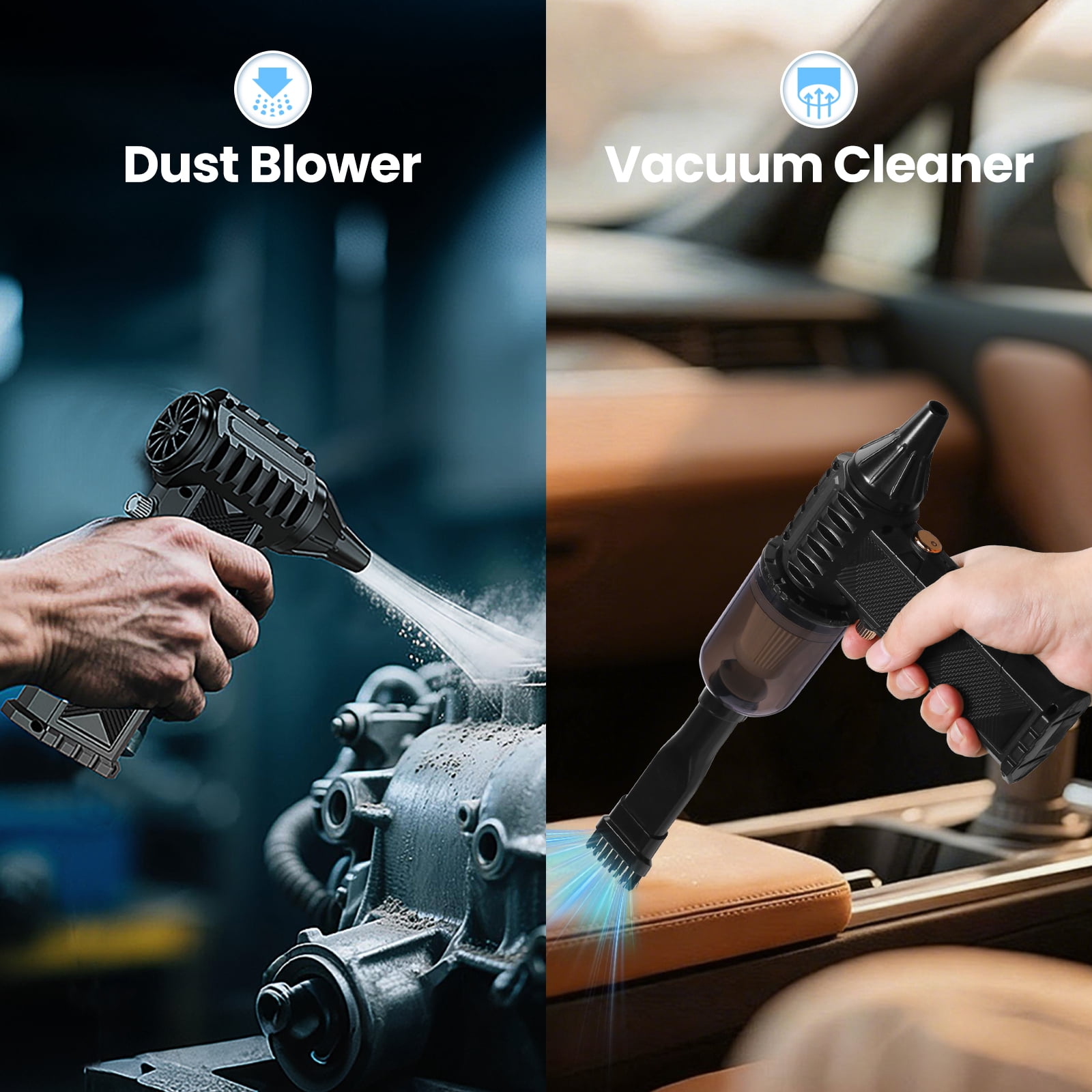 Aship Car Vacuum Blower 2-in-1, Brushless Handheld Vacuum, Rechargeable Battery Powered & Portable for Car Bikes Balls Home Office