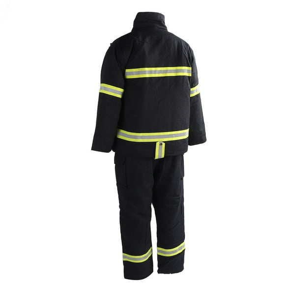 Fire Resistant Safety Suit Heat Insulation Jacket Pants High Visibility Reflective Strip for Workers Navy Blue