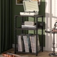 thumbnail image 3 of Large Record Player Stand, 3-Tier End Table with Vinyl Storage Up to 130 Albums, Industrial Turntable Printer Tables, Modern Side Tables for Living Room, Office, Dark Grey, 3 of 9