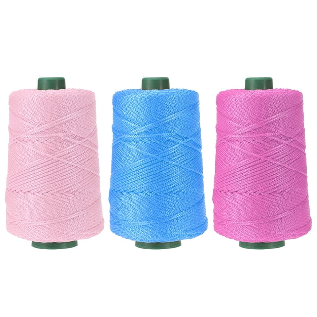 Uxcell Polyester Macrame Cord, Polypropylene Macrame Cords Braided Craft Crochet Bag Rope Yarn Fit for DIY Wall Hangers Purses Light Blue/Light Pink/Pink