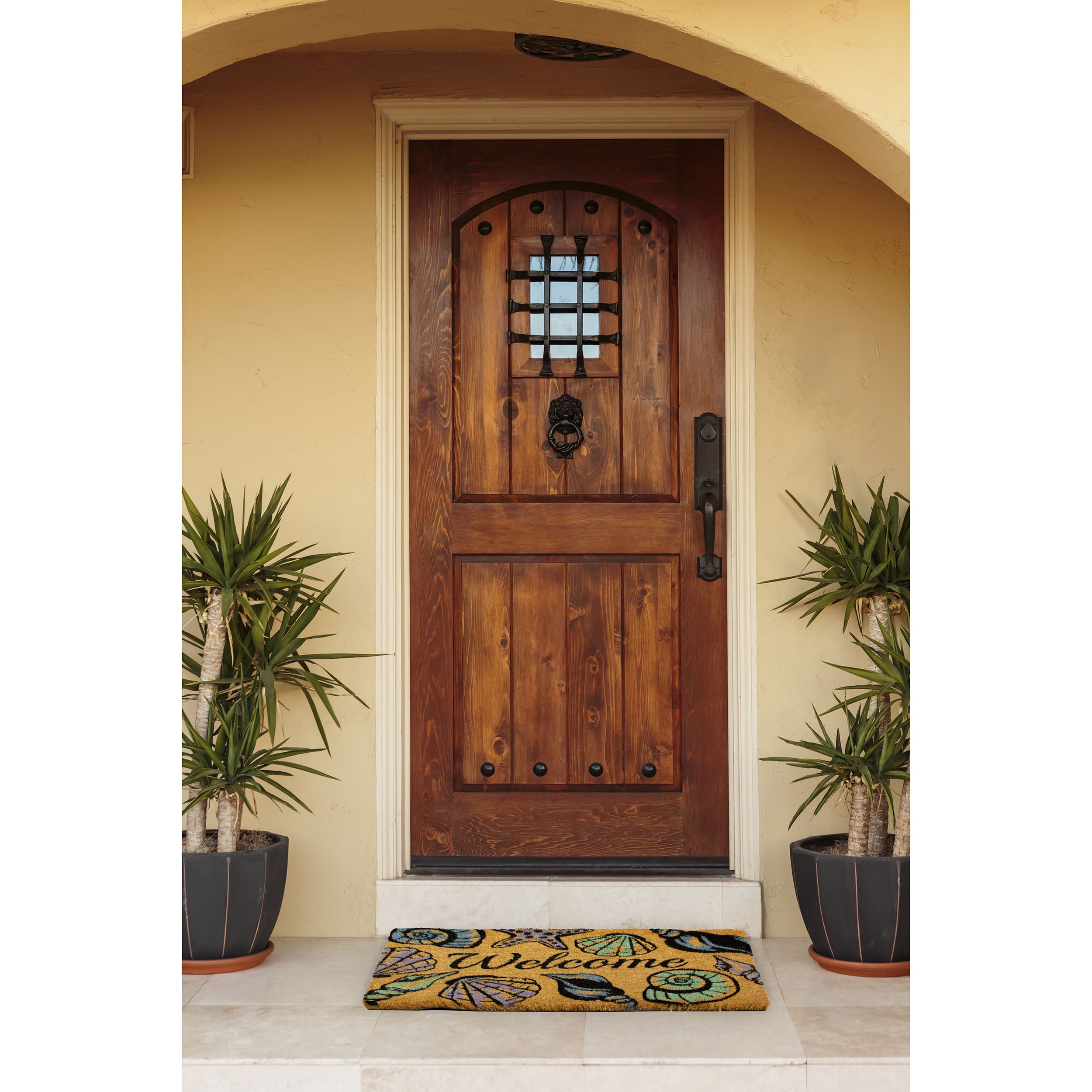 Storm Stopper All Weather Seashell Welcome 18 in. x 28 in. Indoor/Outdoor Printed Coir Mat