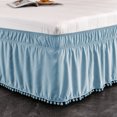 thumbnail image 3 of Exclusivo Mezcla Pom Pom Bed Skirt with Adjustable Elastic Belt, Easy Wrap Around Dust Ruffles with 16 Inch Tailored Drop, Wrinkle and Fade Resistant, (Queen, Aqua Blue), 3 of 6
