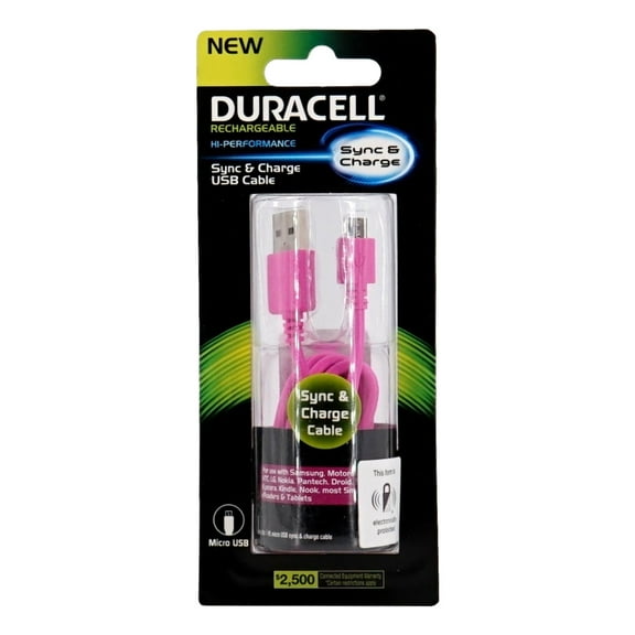 Duracell Sync and Charge Micro USB Cable - (4 ft) PinkCompatible with most devices