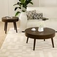 thumbnail image 3 of HOMPUS Round Nesting Coffee Table w  Pattern Tabletop, 2 Piece Coffee Table Set Living Room Table Set Circle w Wood Grain Finish, Modern Coffee Tables Set of 2 w Wood Legs for Living Room, 3 of 8
