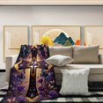 thumbnail image 3 of Vintage Style Purple Butterfly Cross Print Flannel Blanket Non-Woven Fabric All-Season Warmth Ideal Gift for Any Occasion, 3 of 7