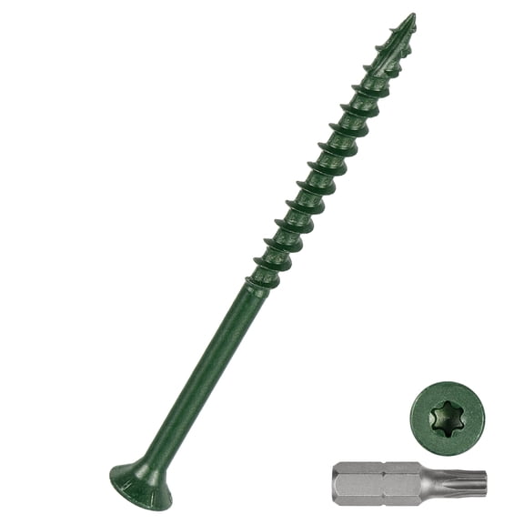 #10x3" Deck Screws - 70Pack - Good for Decks, Fences, Frames, Farms, Outdoor Furniture - Carbon Steel Wood Screws W/ T25 Torx Star Drive Bit - Green