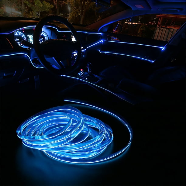 Bandes lumineuses LED de voiture intérieures, éclairage ambiant de voiture  USB RGB avec fibre optique, accessoires de voiture EL Wire (2 en 1)