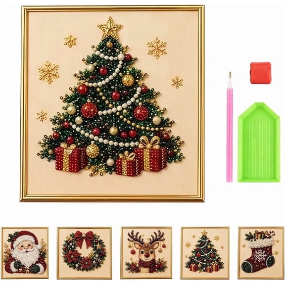 DIY Christmas Pearl Art Kit for Adults 3D Pearl Beads Art Craft Santa, Christmas Pearl Painting Kit Beginner Handmade Holiday Home Decor Wall Art Creative Gifts
