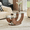Walnut, variant on Creative U-Shaped Double-Tier Glass Coffee Table with Wood-Grain MDF Base, Modern Minimalist Side Table for Living Room, Tempered Glass Top, 45.3"L x 23.6"W x 19.6"H, Walnut