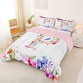 thumbnail image 2 of Castle Fairy Floral Letter P Queen Comforter Set 3pcs for Adults,Watercolor Flowers Bedding Comforter Set,Pink Reversible, 2 of 6