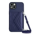 thumbnail image 3 of for iPhone 14 Slim Case with Card Holders and Strap for Women, iPhone 14 Phone Case Wallet PU Leather Kickstand RFID Blocking Flip Shockproof Wallet Case - Blue, 3 of 11