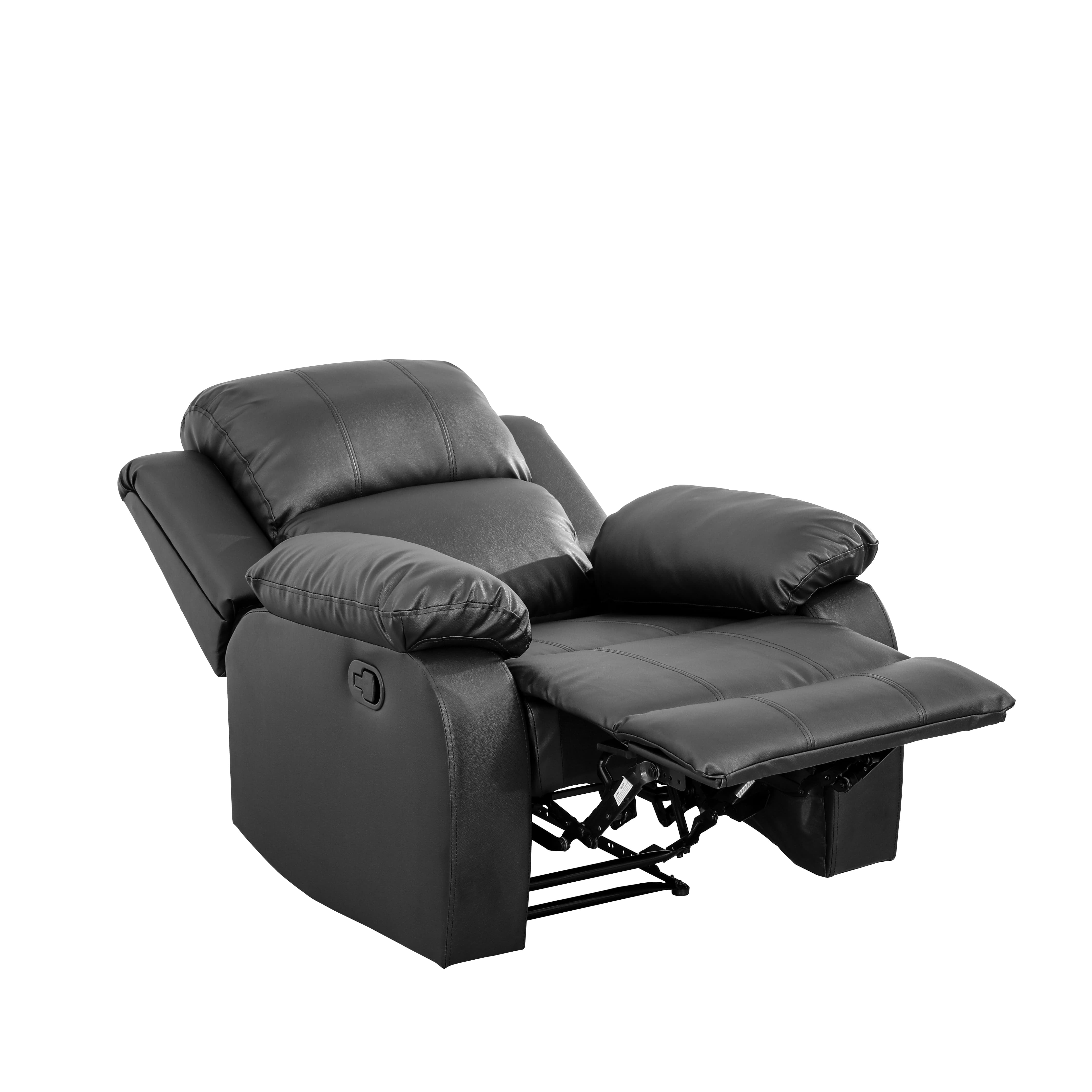 MAYEERTY Power Recliner Sofa, Breathable Leather Reclining Chair for Small Spaces Living Room, Black