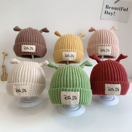 

rygai Children s Beanie Cozy Breathable Lovely Trendy Minimalistic Keep Warm Multicolor Yarn Material Newborn Hat for Going Out Pink