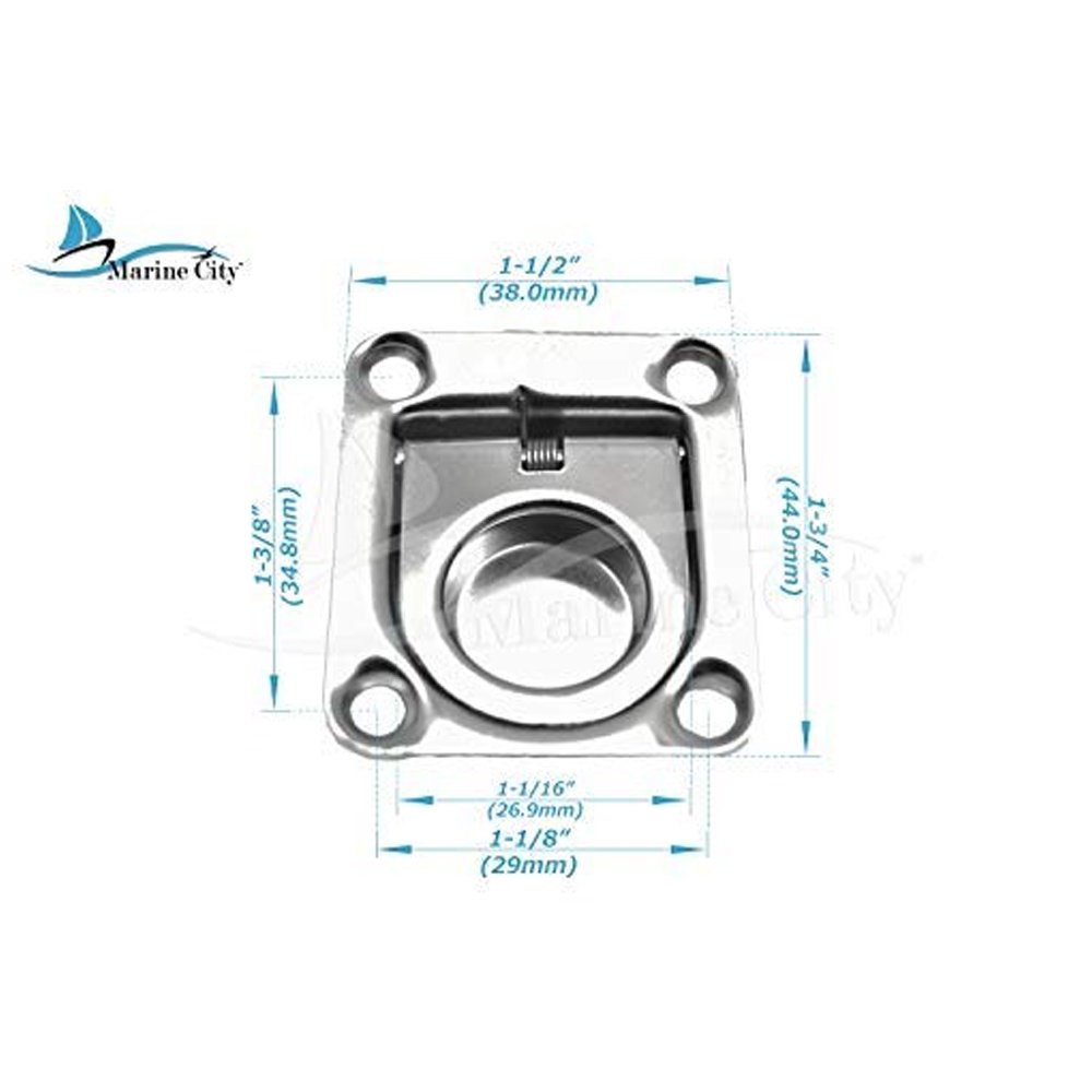 Marine City Stainless Steel 1 3 4 Inches 1 1 2 Inches 3 8 Inches Rectangular Recessed Spring Loaded Flush Lifting Ring For Boat Hatch 2 Pcs Walmart Com Walmart Com