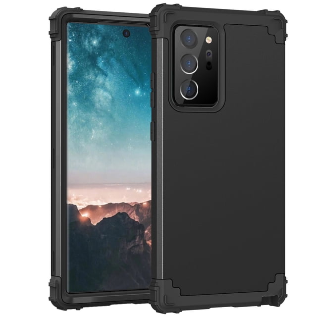 Allytech Étui Galaxy Note 20 Ultra, Étui Antichoc Robuste à 3 Couches, Couverture Rigide en PC + Étui Hybride en Caoutchouc Silicone Robuste, Protection Intégrale pour Galaxy Note 20 Ultra, Noir