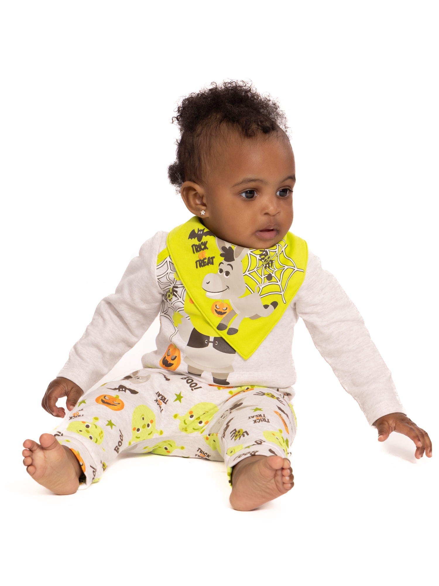 Halloween Shrek Baby Boys or Girls Bodysuit and Pants with Bib Set, 3-Piece, Sizes 0M-12M