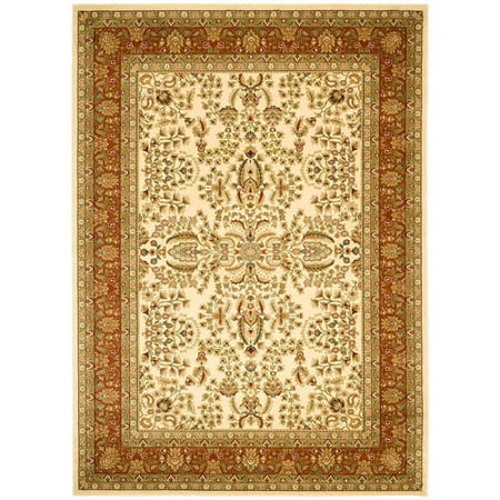 SAFAVIEH Lyndhurst Elizabeth Traditional Area Rug  Ivory/Rust  6  x 9 Lyndhurst Rug Collection. Luxurious EZ Care Area Rugs. The Lyndhurst Collection features luxurious  easy care  easy-maintenance area rugs made to add long lasting charm and decorative beauty even in the busiest  high traffic areas of the home. Hand tufted using a blend of soft yet durable synthetic yarns styled in traditional Persian florals  interwoven vines and intricate latticework. Use the Lyndhurst rugs in your home for an elegant and transitional upgrade.
