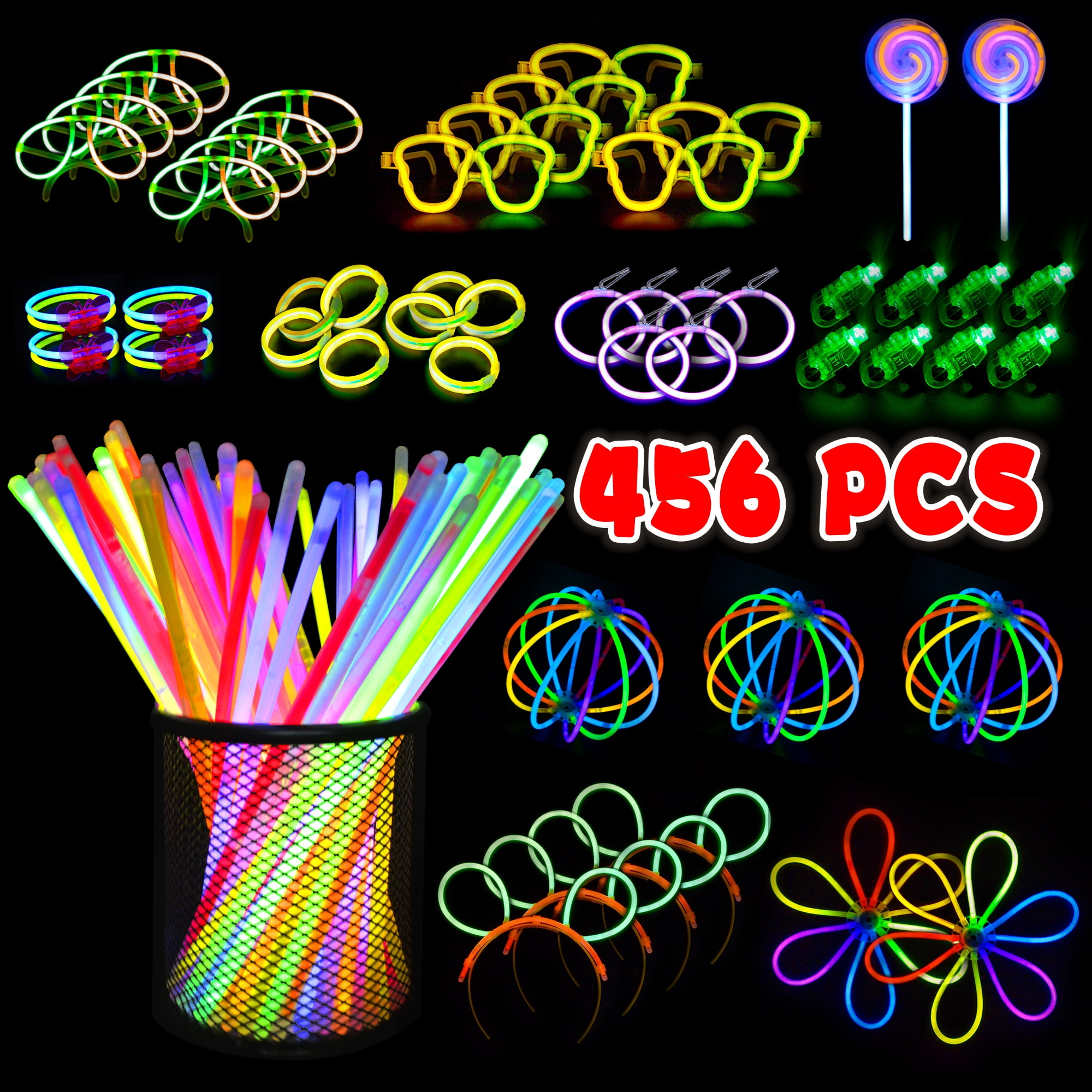 GetUSCart PartySticks Moondance Glow Sticks and Connectors  40pk Glow in  The Dark Party Favors with 16 Glow Sticks Party Decorations and 24  Connectors for Light Up Glasses Glow Necklaces Glow Bracelets