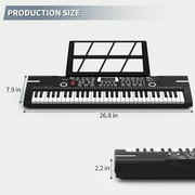 Mixfeer 61 Key Keyboard Piano, Electronic Piano with Built-In Speaker, Microphone, Sheet Stand and Power Supply, Portable Keyboard for Beginners, Pink