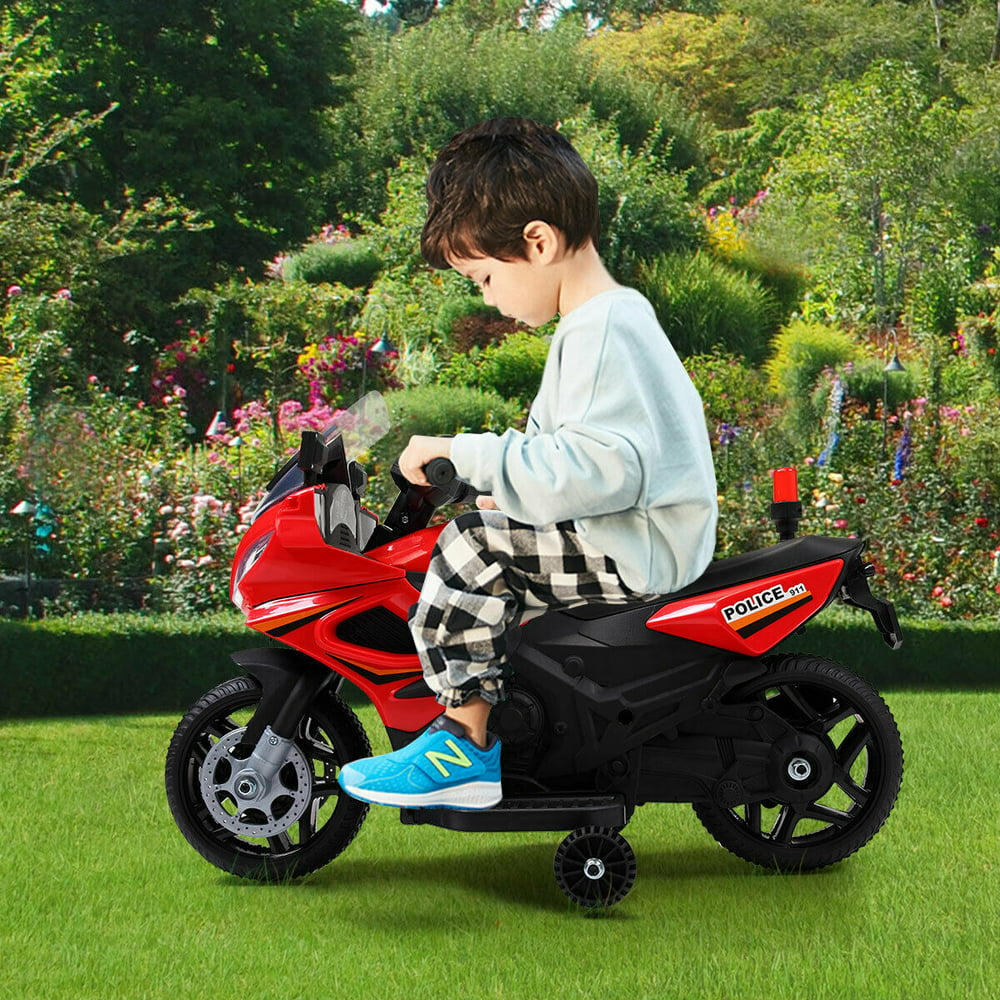 Topcobe Kids Ride on Motorcycle, Red 6V Battery Powered 4 Wheels