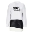thumbnail image 5 of Contrast Color PU Mini Skirt Set (L, MultiWhite), 5 of 8