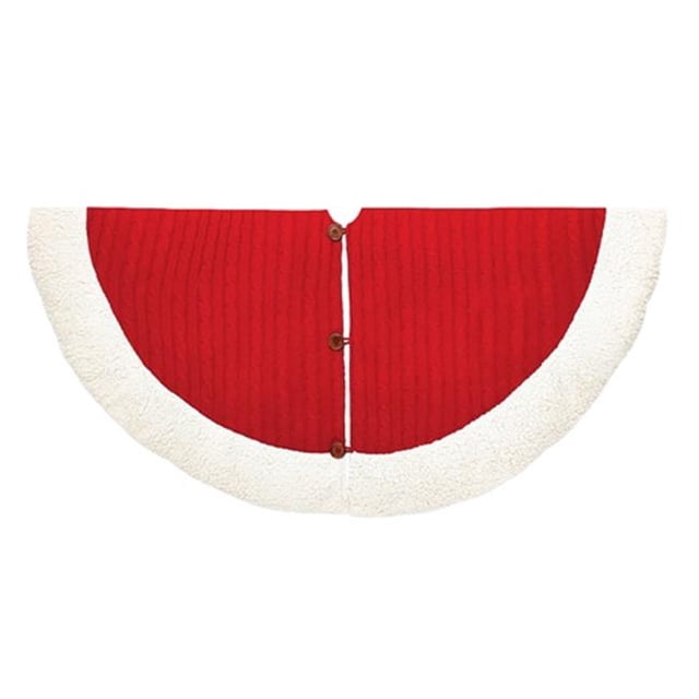 Kurt Adler TS0177 48 in. Red & White Cable Knit Treeskirt