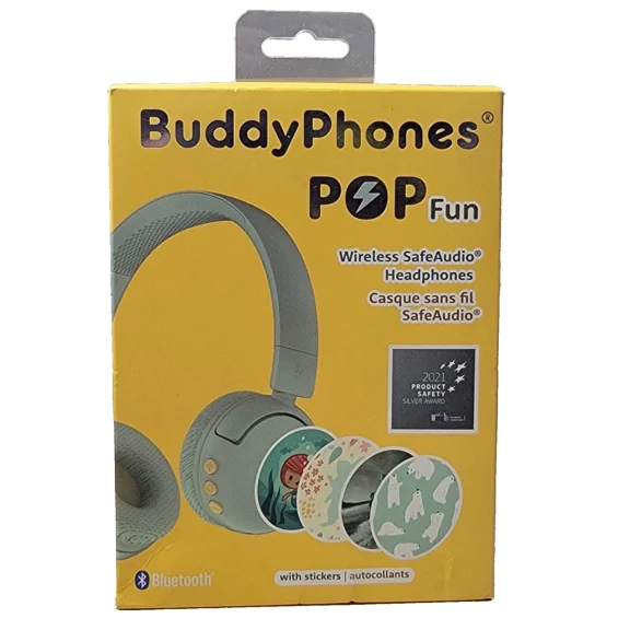 Buddyphones Pop Fun Foldable Bluetooth Wireless Kids Headphones With Microphone