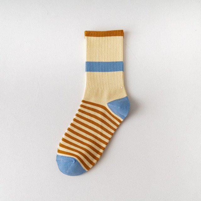 Under $5 Socks Multi-color Womem Blue Plaid Socks Shallow Mouth Japanese Cute Milk Pattern Socks
