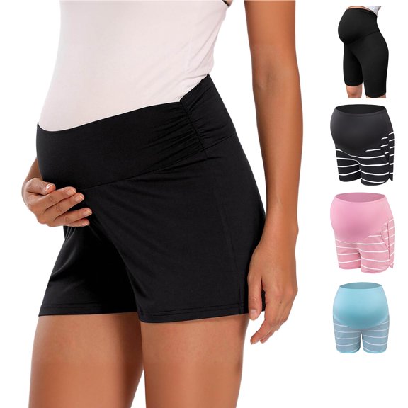 QSXADF Maternity Undershorts Pregancy Yoga Shorts Breathable Comfortable Sport Striped Maternity Women Shorts Ladies Shorts Women Summer Shorts