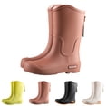 thumbnail image 2 of XIMIN Women's Solid Color Rain Boots Mid-Calf Platform Heel Shoes for Daily Wear Comfortable Slip Long Boots Comfortable Fashionable Durable Footwear, 2 of 5