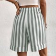 thumbnail image 4 of Womens Cotton Linen Summer Striped Shorts Elastic High Waisted Drawstring Casual Shorts Y2k Beach Vacation Clothes, XL, 4 of 4