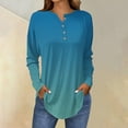 thumbnail image 2 of Holzkary Long Sleeve Henley Shirts for Women Business V Neck Casual Lightweight Tunic Sweatshirt Tops Loose Fit Blouses Fall Clothing Long Sleeve Tops for Women Neck Casual Petite T Shirts Sky Blue Xl, 2 of 5