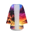 thumbnail image 4 of Clearance Clothes Pitauce Lightweight Cardigan for Women Tropical Print Puff Sleeve Chiffon Kimono Cardigan Summer Sun Protection Open Front Sheer Blouse Tops, 4 of 5