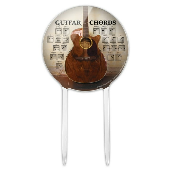 Acrylic Guitar Chords Music Cake Topper Party Decoration for Wedding Anniversary Birthday Graduation
