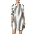 thumbnail image 2 of Women's Plus Size Button Down Shirt Striped Linen Casual Lightweight Shirt Dresses Casual Breathable Loose Fit Blouse, 2 of 5