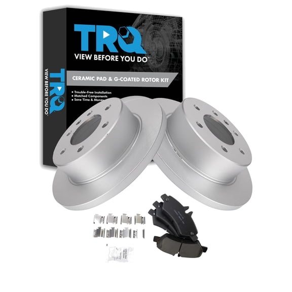 TRQ Rear Brake Pad and Rotor Set Ceramic G Coated Rotors Fits 2007-2009 Dodge Sprinter 2500 2007-2018 Freightliner 2500 2010-2018 Mercedes-Benz Sprinter 2500