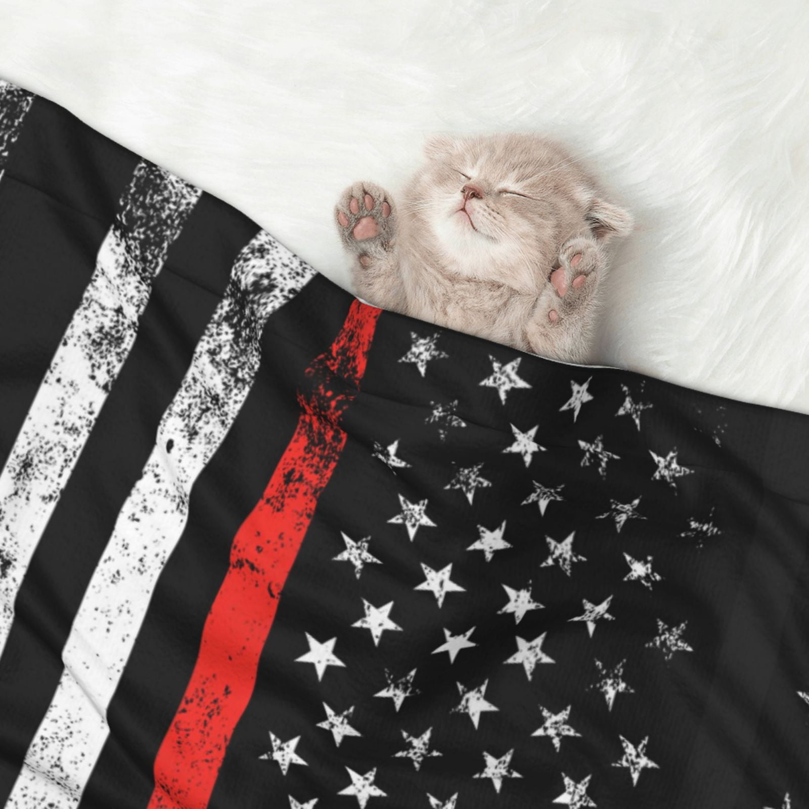 Firefighter Firefighting Flag Dog Blanket Soft Warm Flannel Cat Blanket Great Pet Throw for Cats Puppy Small Medium Large Dog