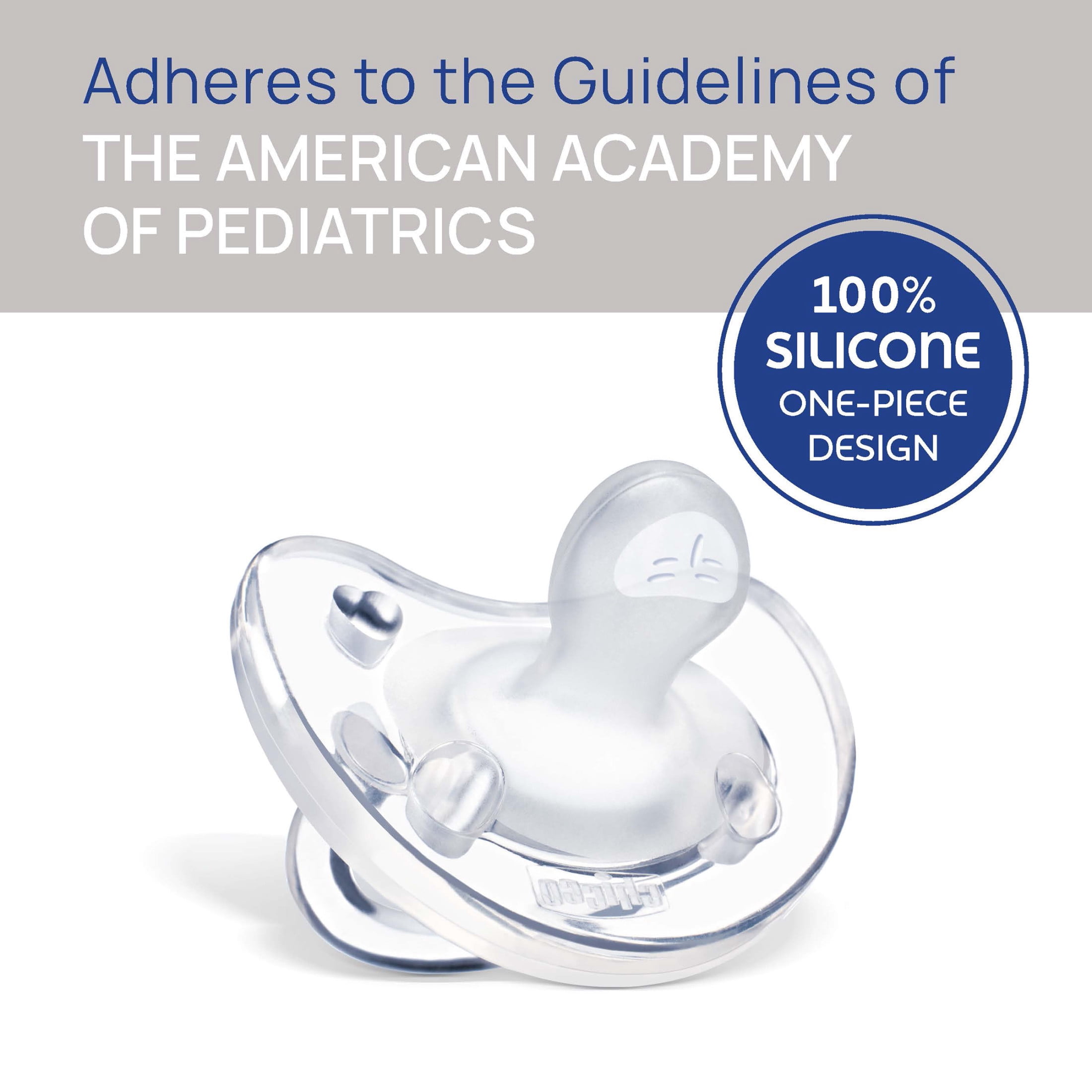 Chicco PhysioForma® Orthodontic One-Piece Silicone Pacifier, 4-Pack, 0-6m - Clear, New