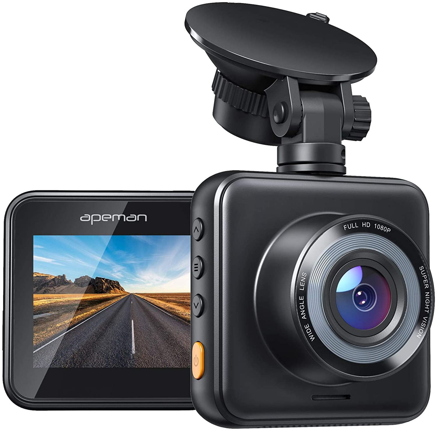 APEMAN Dash Camera for Cars 1080P Mini Dash Cam Car Security Camera with Night Vision, 170° Wide Angle, Motion Detection, Parking Monitoring, G-Sensor, Loop Recording, Support Micro 128GB Max, Black