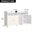 thumbnail image 3 of DWVO White Gold Buffet Cabinet with Storage Kitchen Sideboard Storage Cabinet 59" Modern Buffet Cabinet with 4 Doors and Adjustable Shelves, 3 of 9