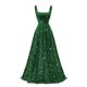 thumbnail image 1 of Vestido de fiesta Miao Duo verde esmeralda con lentejuelas en forma de A, talla grande, 1 of 7