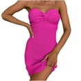 thumbnail image 2 of BONIXOOM Vacation Dresses for Women Love Party Off-the-Shoulder Raglan Sleeveless Bandeau Dress Solid Hot Pink Dresses, 2 of 5